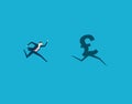 Business people race against the pound currency symbol, pursuing money and success